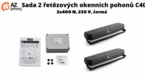 USA2C40 - Sada 2 řetězových okenních pohonů C40, 2x400 N, 230 V, šedá
